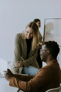 Solutions team collaborating in the office